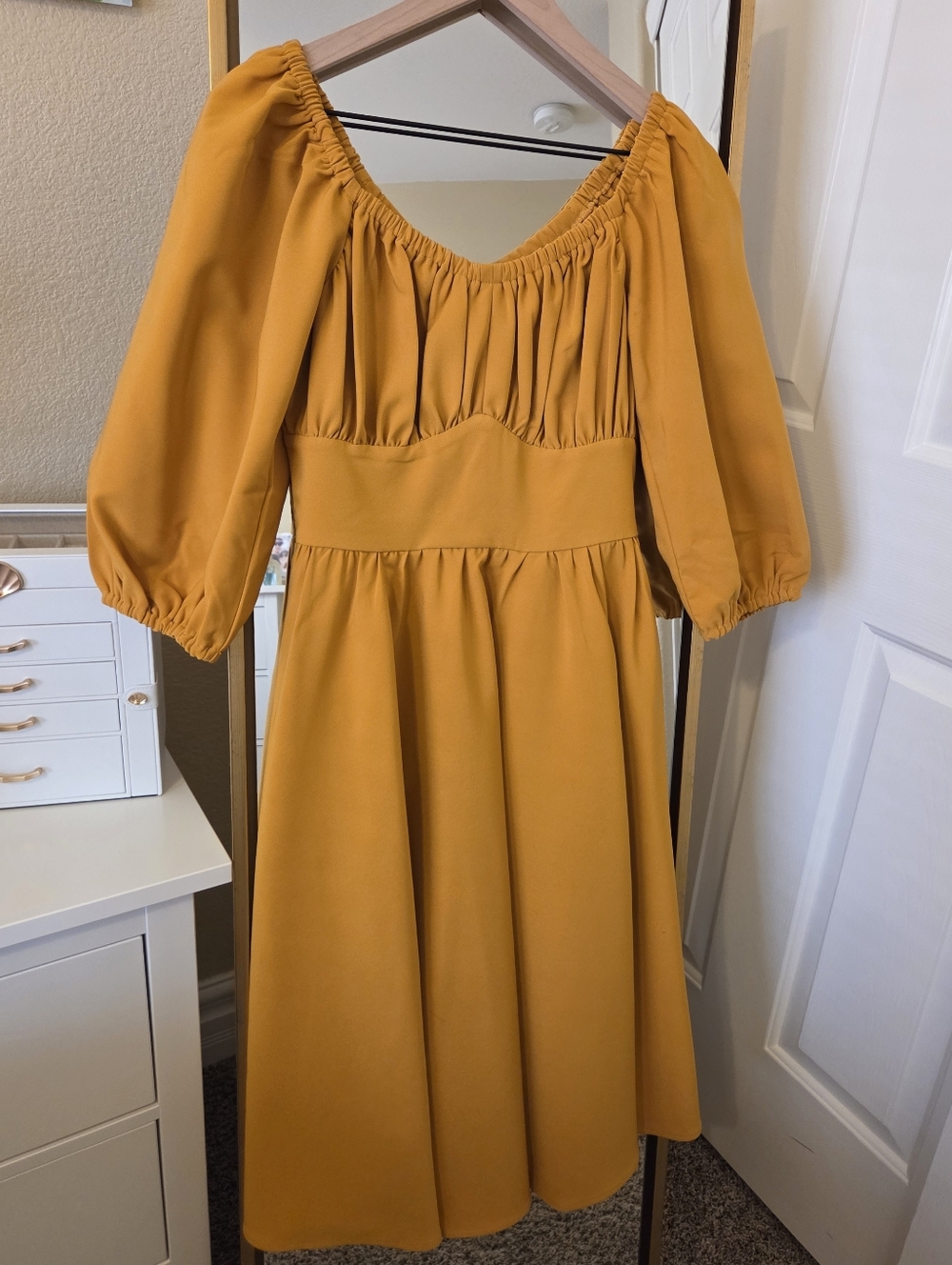NWT Vixen By Micheline Pitt Vacation Dress In Mustard Gold Size M